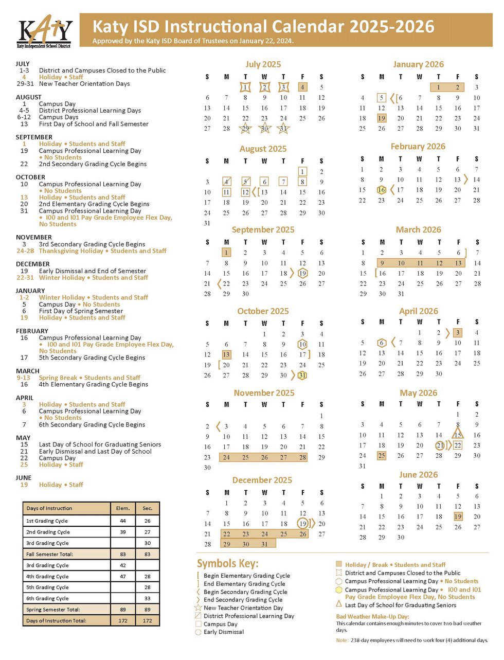 Katy ISD school board approves 2025-2026 Instructional calendar - Covering Katy News