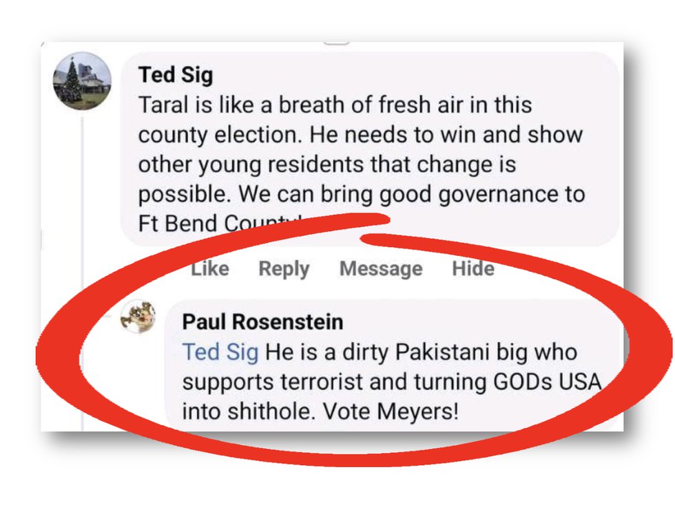 Taral Patel Racist Post